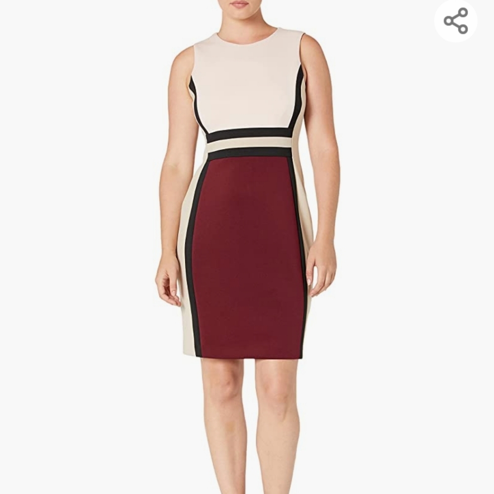 Gorgeous NWT Calvin Klein color block dress perfect for Spring concealed zipper
